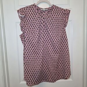 Loft Plus Floral Blouse Sz 16 Pink Ruffle Sleeve